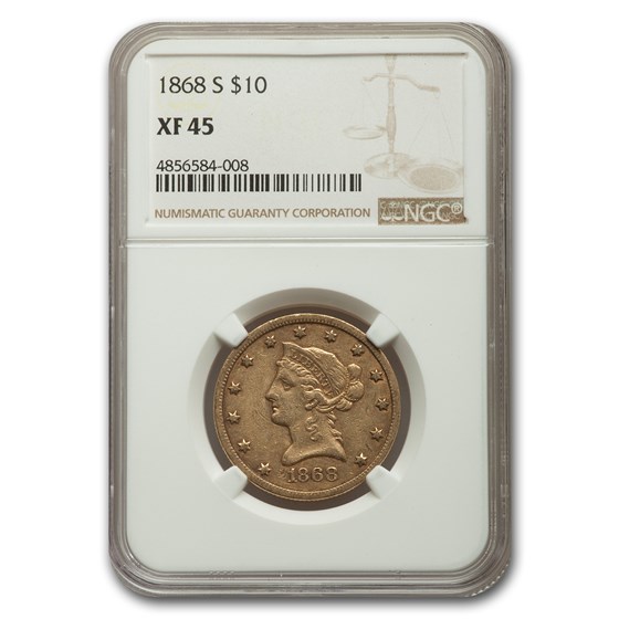 1868-S $10 Liberty Gold Eagle XF-45 NGC 1868-S $10 Liberty Gold Eagle XF-45 NGC