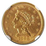 1868-S $2.50 Liberty Gold Quarter Eagle AU-58 NGC