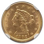 1868-S $2.50 Liberty Gold Quarter Eagle AU-58 NGC