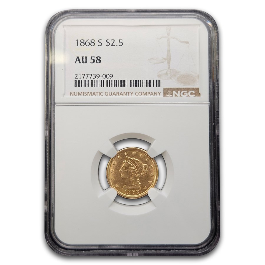 1868-S $2.50 Liberty Gold Quarter Eagle AU-58 NGC