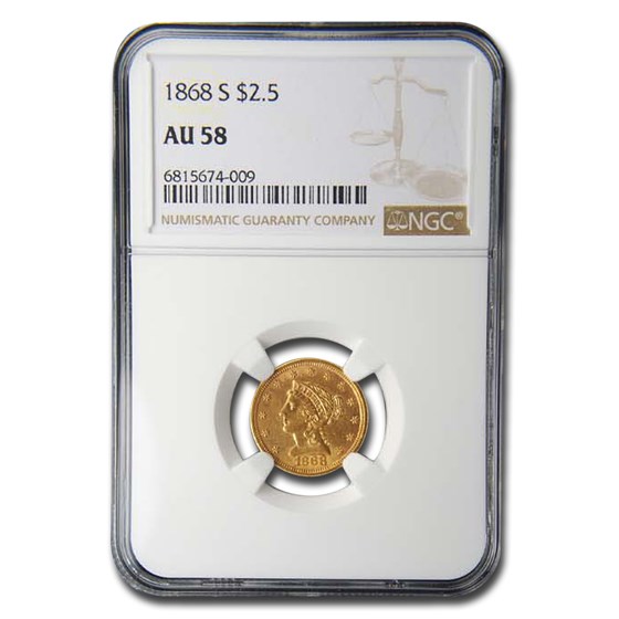 1868-S $2.50 Liberty Gold Quarter Eagle AU-58 NGC 1868-S $2.50 Liberty Gold Quarter Eagle AU-58 NGC