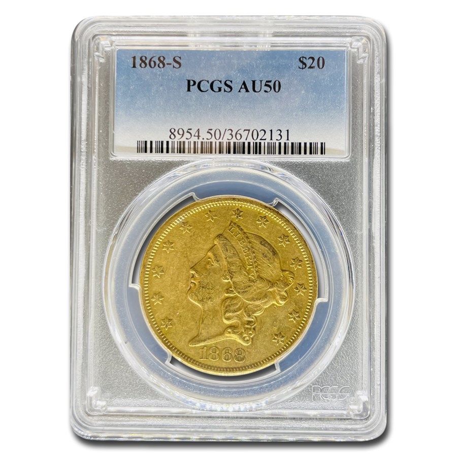 1868-S $20 Liberty Gold Double Eagle AU-50 PCGS