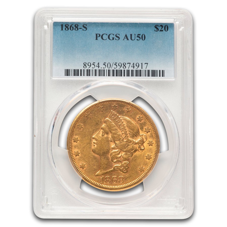 1868-S $20 Liberty Gold Double Eagle AU-50 PCGS