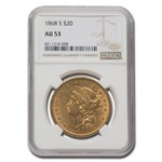 1868-S $20 Liberty Gold Double Eagle AU-53 NGC