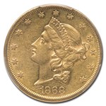 1868-S $20 Liberty Gold Double Eagle AU-55 PCGS