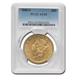1868-S $20 Liberty Gold Double Eagle AU-55 PCGS