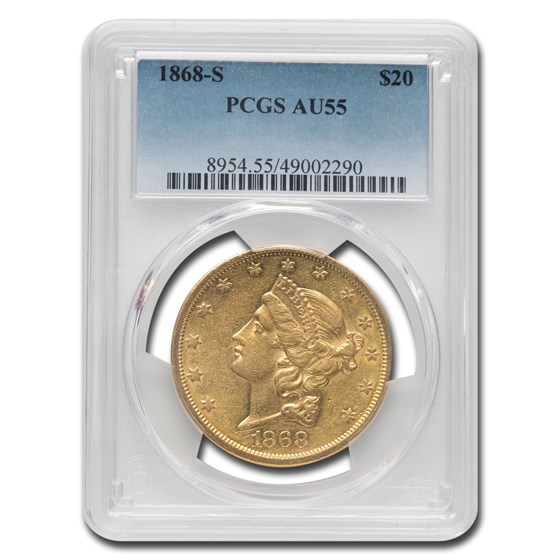 1868-S $20 Liberty Gold Double Eagle AU-55 PCGS
