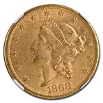 1868-S $20 Liberty Gold Double Eagle AU-58 NGC