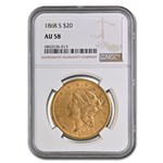 1868-S $20 Liberty Gold Double Eagle AU-58 NGC