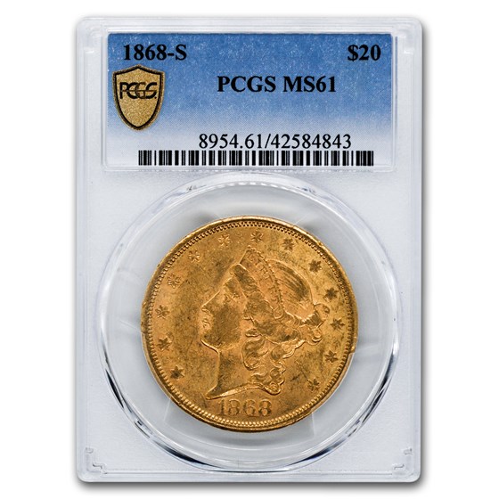 1868-S $20 Liberty Gold Double Eagle MS-61 PCGS 1868-S $20 Liberty Gold Double Eagle MS-61 PCGS