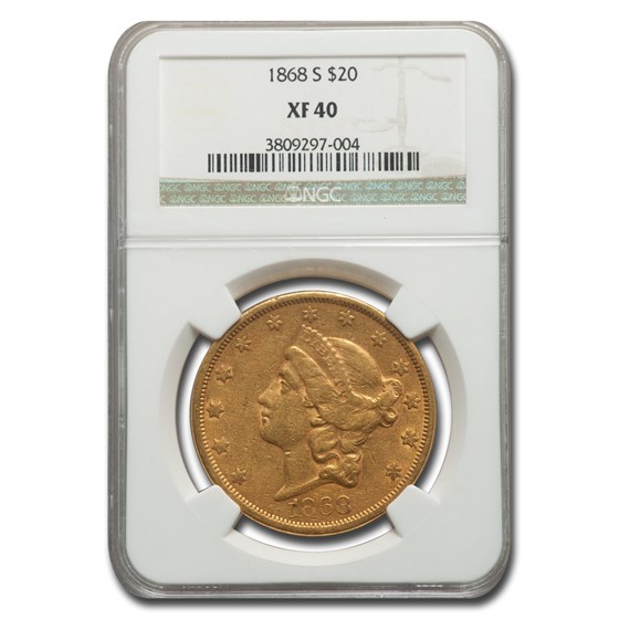 1868-S $20 Liberty Gold Double Eagle XF-40 NGC 1868-S $20 Liberty Gold Double Eagle XF-40 NGC