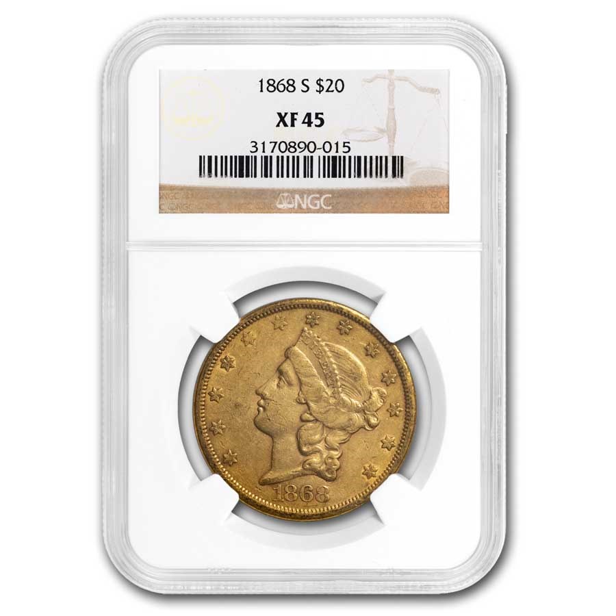 1868-S $20 Liberty Gold Double Eagle XF-45 NGC