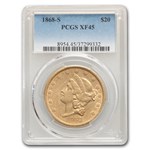 1868-S $20 Liberty Gold Double Eagle XF-45 PCGS