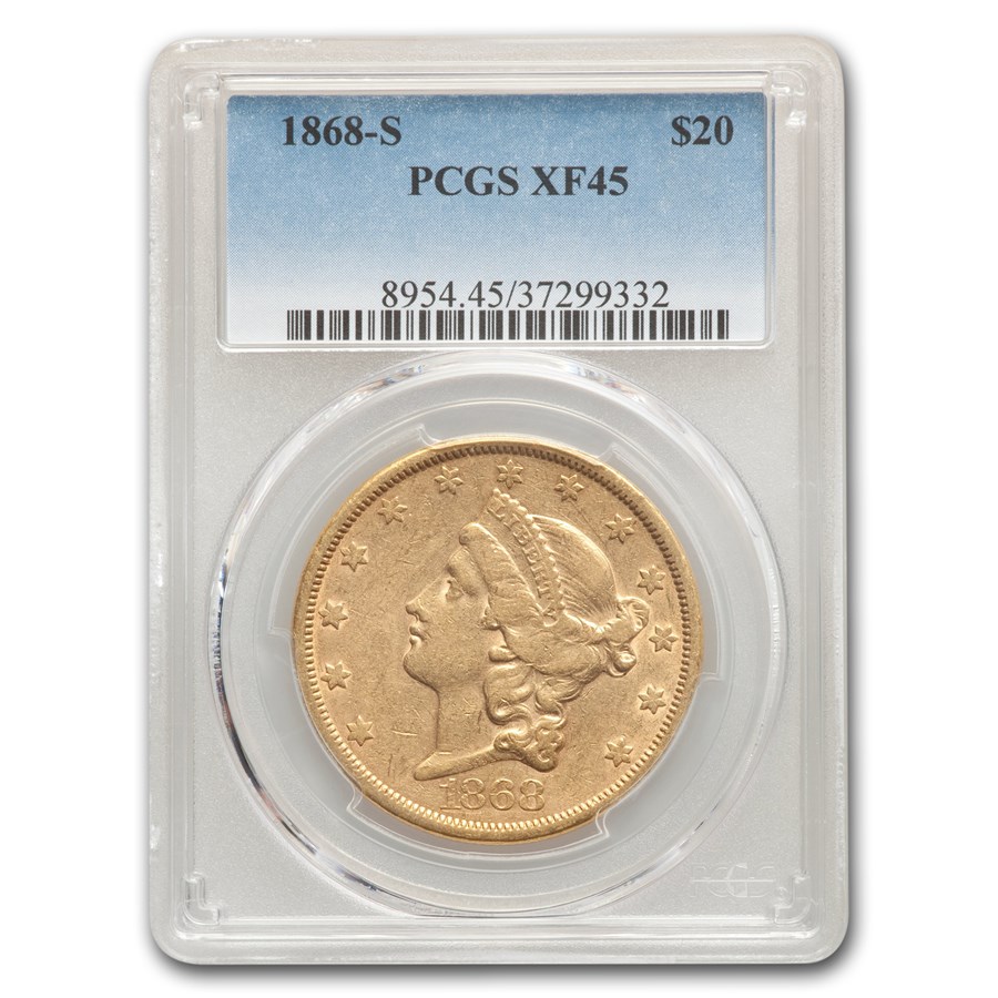 1868-S $20 Liberty Gold Double Eagle XF-45 PCGS