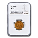1868-S $5 Liberty Gold Half Eagle MS-61 NGC