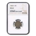 1868-S Liberty Seated Dime MS-62 NGC
