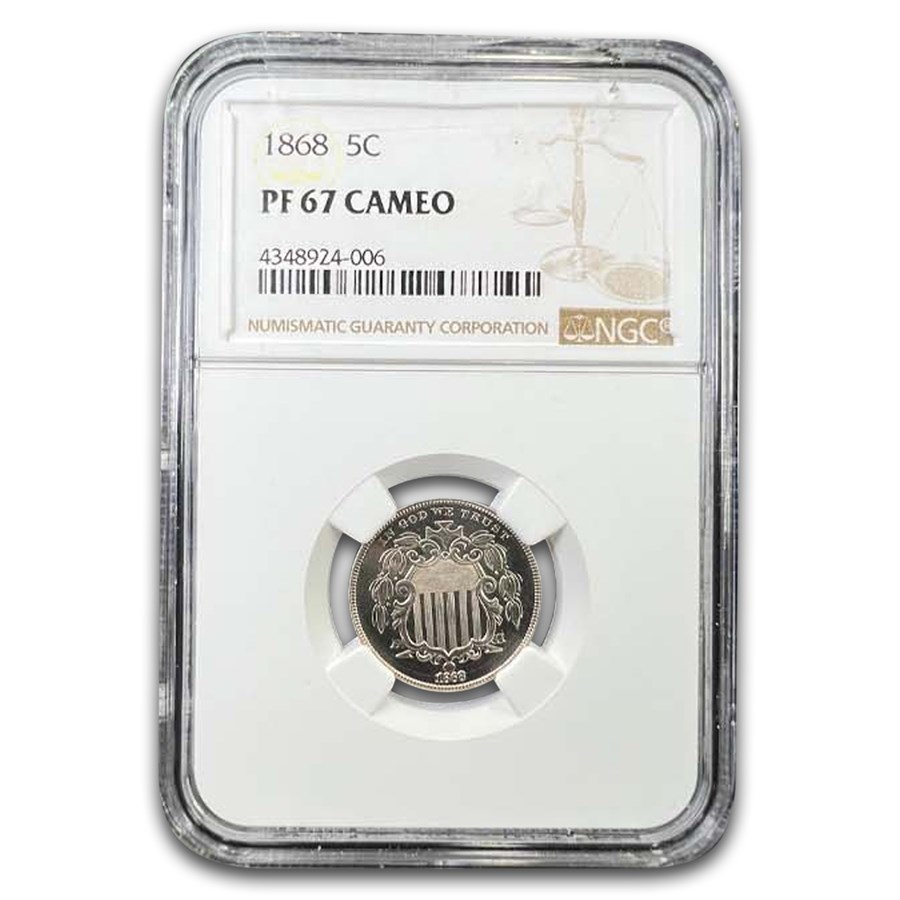 1868 Shield Nickel PF-67 Cameo NGC