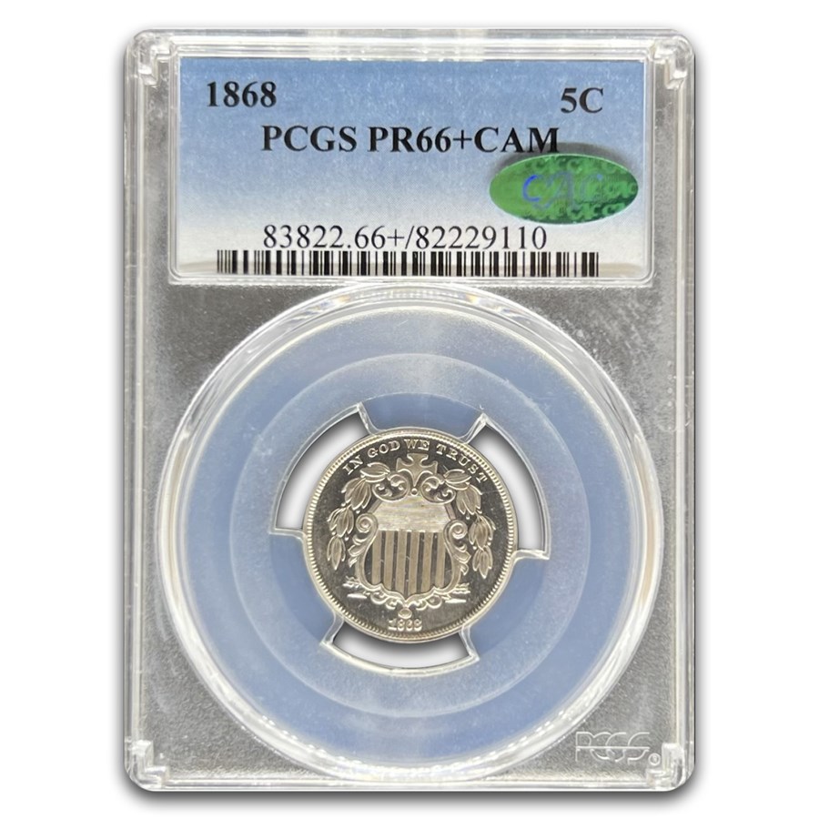 1868 Shield Nickel PR-66+ Cameo PCGS CAC