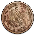 1868-So Chile Silvered Peso Pattern MS-61 PCGS