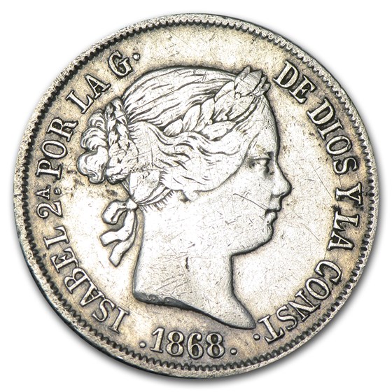 1868 Spain Silver 40 Centimos VF 1868 Spain Silver 40 Centimos VF