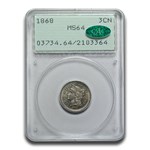 1868 Three Cent Nickel MS-64 PCGS CAC