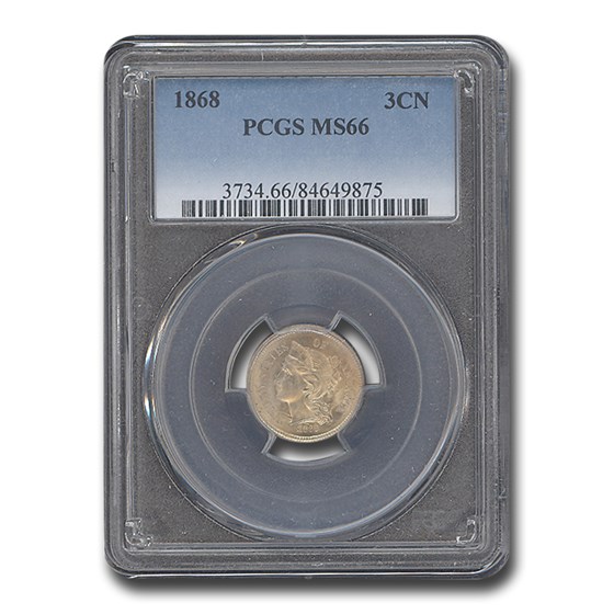1868 Three Cent Nickel MS-66 PCGS