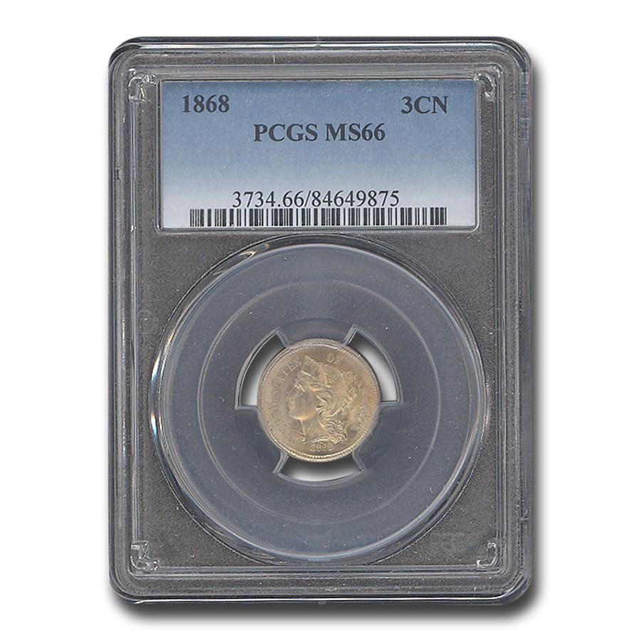 1868 Three Cent Nickel MS-66 PCGS
