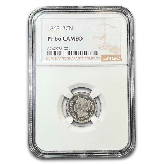 1868 Three Cent Nickel PF-66 Cameo NGC