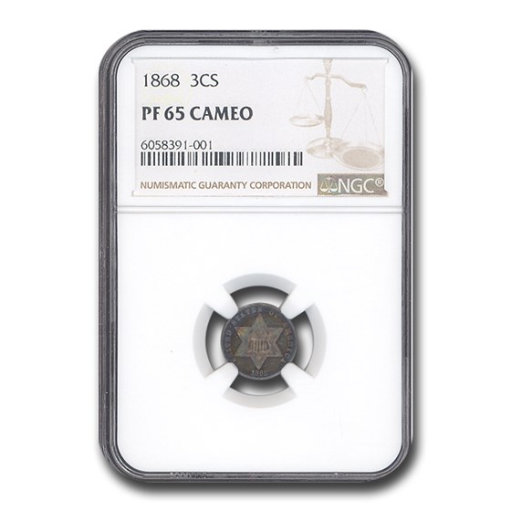 1868 Three Cent Silver PF-65 Cameo NGC 1868 Three Cent Silver PF-65 Cameo NGC
