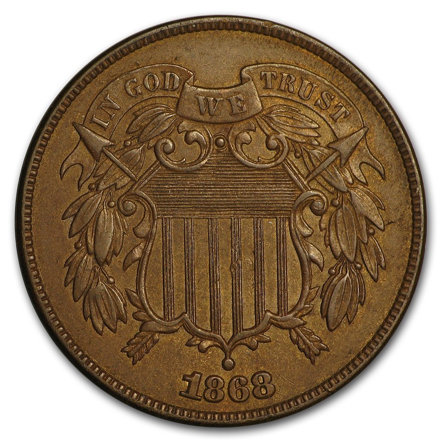 1868 Two Cent Piece AU