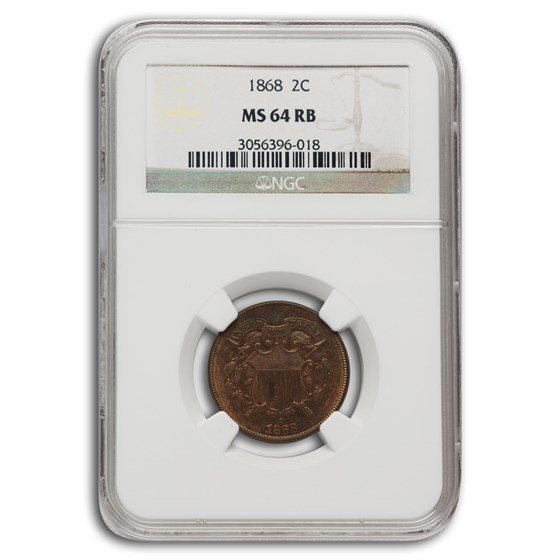 1868 Two Cent Piece MS-64 NGC (Red/Brown) 1868 Two Cent Piece MS-64 NGC (Red/Brown)