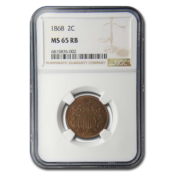 1868 Two Cent Piece MS-65 NGC (Red/Brown) 1868 Two Cent Piece MS-65 NGC (Red/Brown)