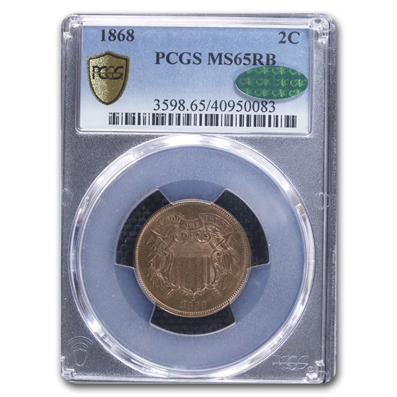 1868 Two Cent Piece MS-65 PCGS CAC (Red/Brown) 1868 Two Cent Piece MS-65 PCGS CAC (Red/Brown)