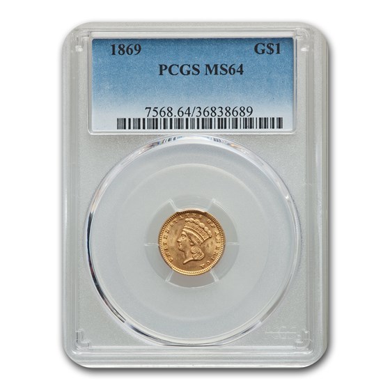 1869 $1 Indian Head Gold MS-64 PCGS 1869 $1 Indian Head Gold MS-64 PCGS