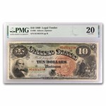 1869 $10 Legal Tender Daniel Webster "Rainbow" VF-20 PMG (Fr#96)