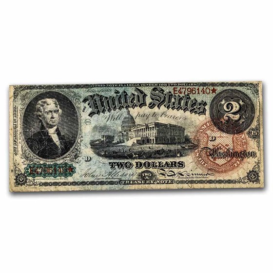 1869 $2.00 Legal Tender "Rainbow" Fine (Fr#42) 1869 $2.00 Legal Tender "Rainbow" Fine (Fr#42)