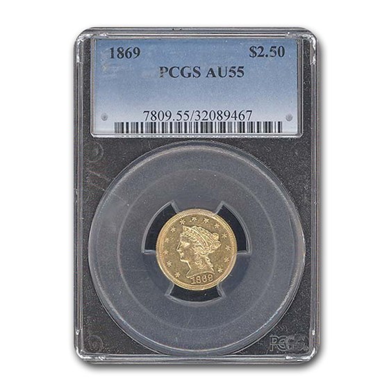1869 $2.50 Liberty Gold Quarter Eagle AU-55 PCGS 1869 $2.50 Liberty Gold Quarter Eagle AU-55 PCGS