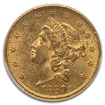 1869 $20 Liberty Gold Double Eagle MS-60 PCGS
