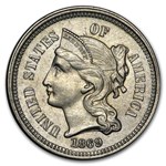1869 3 Cent Nickel AU