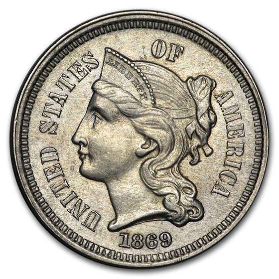 1869 3 Cent Nickel AU 1869 3 Cent Nickel AU