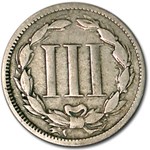 1869 3 Cent Nickel Fine
