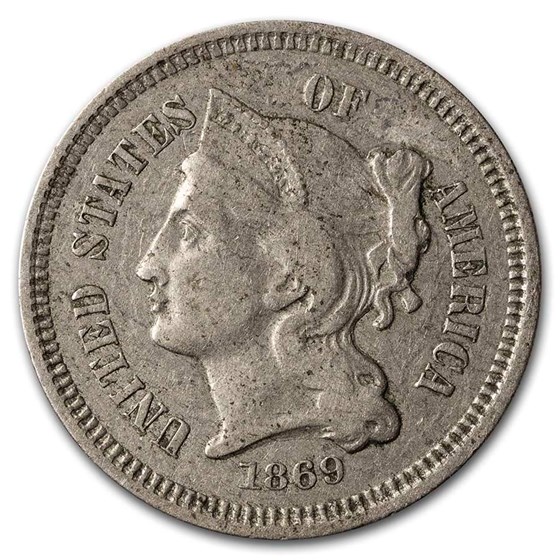 1869 3 Cent Nickel VF