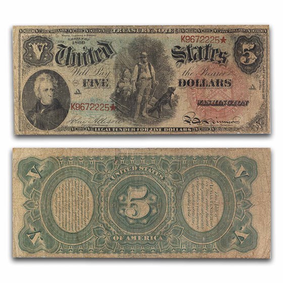 1869 $5.00 Legal Tender Woodchopper "Rainbow" VG (Fr#64) 1869 $5.00 Legal Tender Woodchopper "Rainbow" VG (Fr#64)