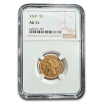 1869 $5 Liberty Gold Half Eagle AU-55 NGC