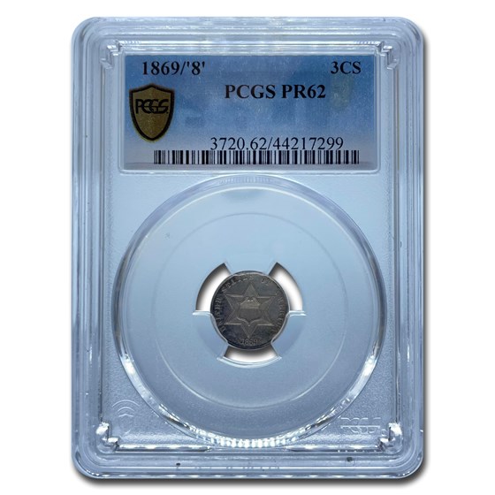 1869/8 Three Cent Silver PR-62 PCGS