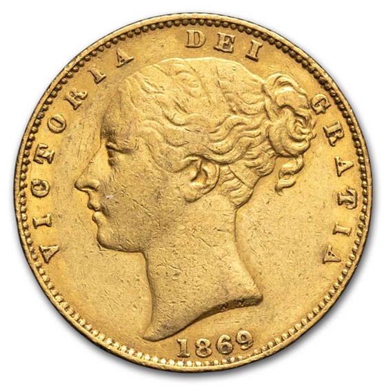 1869 Great Britain Gold Sovereign Victoria Shield AU (D#38) 1869 Great Britain Gold Sovereign Victoria Shield AU (D#38)