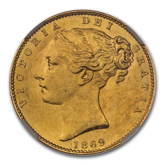 1869 Great Britain Gold Sovereign Victoria Shield MS-63 NGC 1869 Great Britain Gold Sovereign Victoria Shield MS-63 NGC