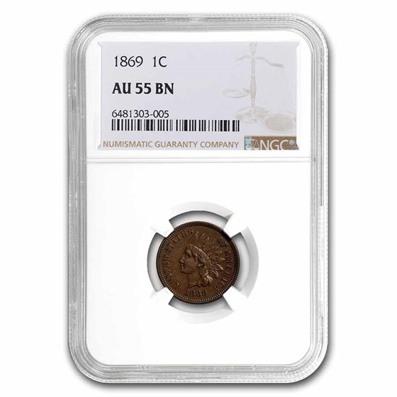 1869 Indian Head Cent AU-55 NGC (Brown) 1869 Indian Head Cent AU-55 NGC (Brown)