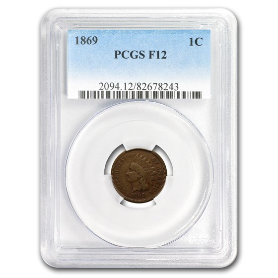1869 Indian Head Cent F-12 PCGS 1869 Indian Head Cent F-12 PCGS