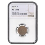 1869 Indian Head Cent MS-63 NGC (Red/Brown)